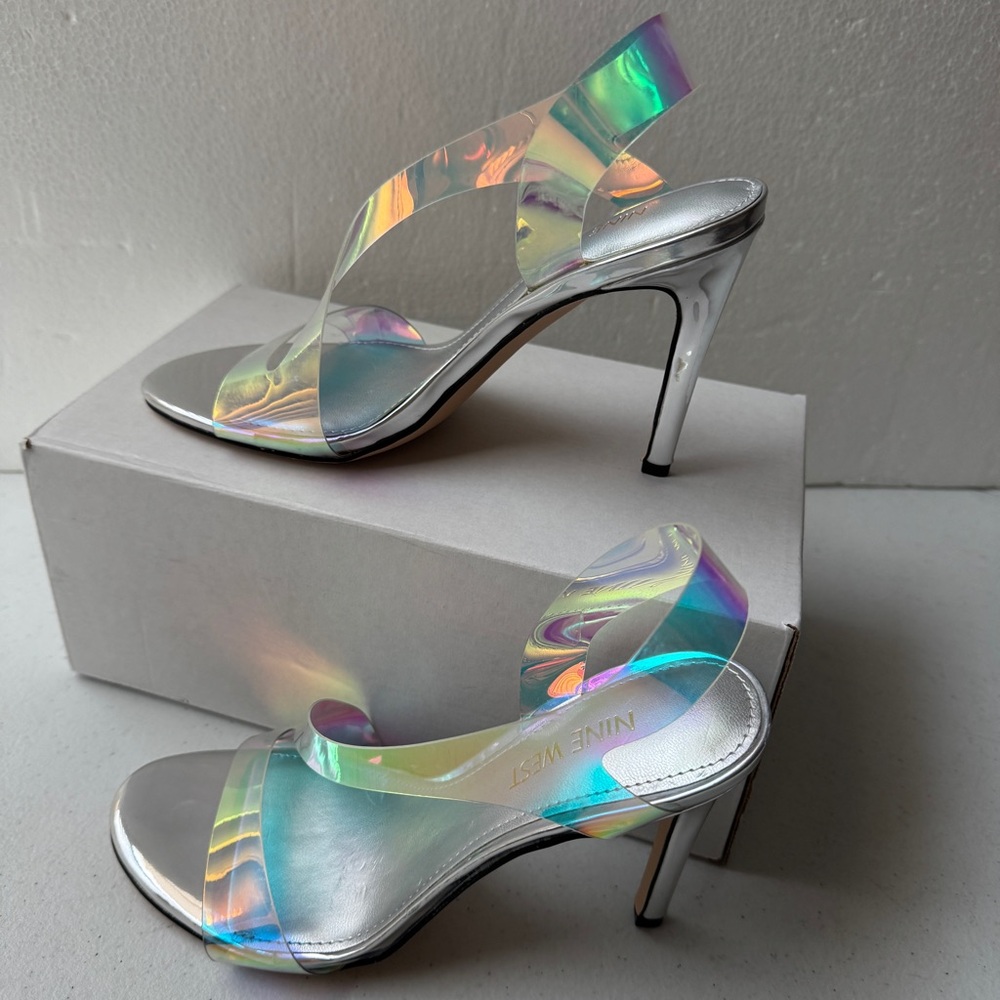 Nine West Women's WNILENE3 DRESS Blue Multicolor SANDALS Stiletto Heel SIZE 6.5M